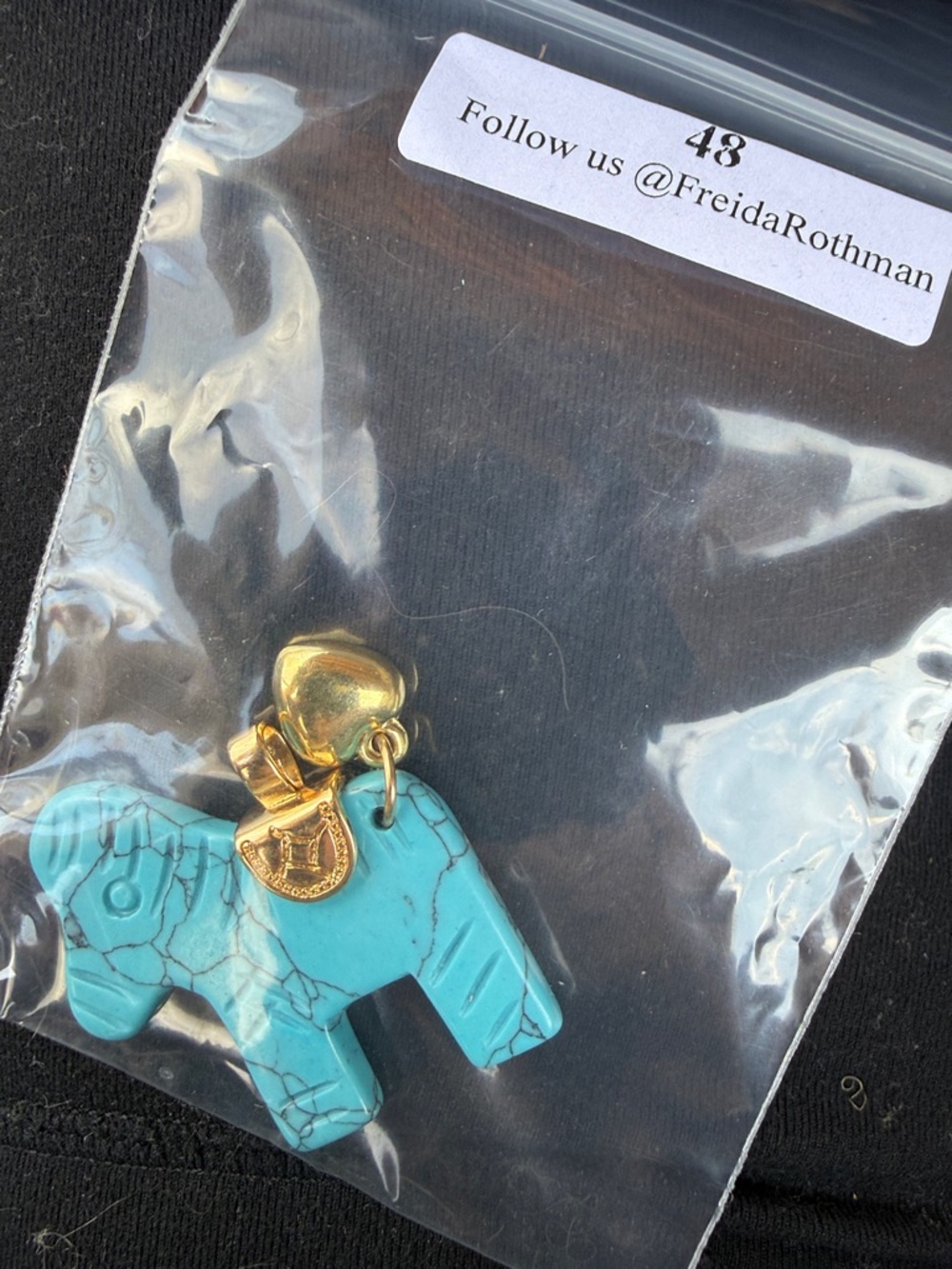 Turquoise Horse Pendant with Gold Accent - Women Jewelry - Picture 4 of 4